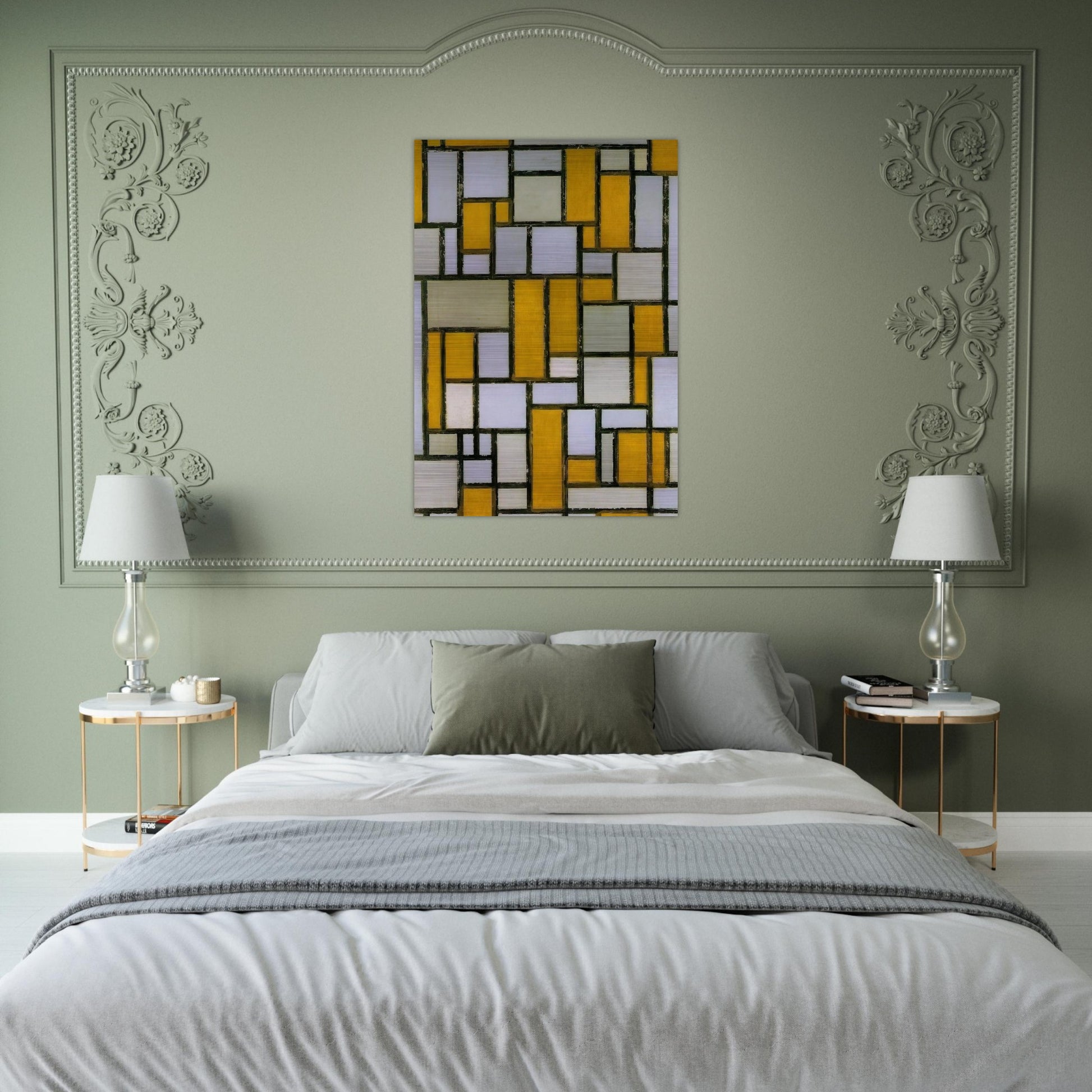 Composition with Gray and Light Brown - Piet Mondrian Brushed Aluminum Print - 70x100 cm / 28x40 inches | Piet Mondrian Aluminum Print | Piet Mondrian Prints
