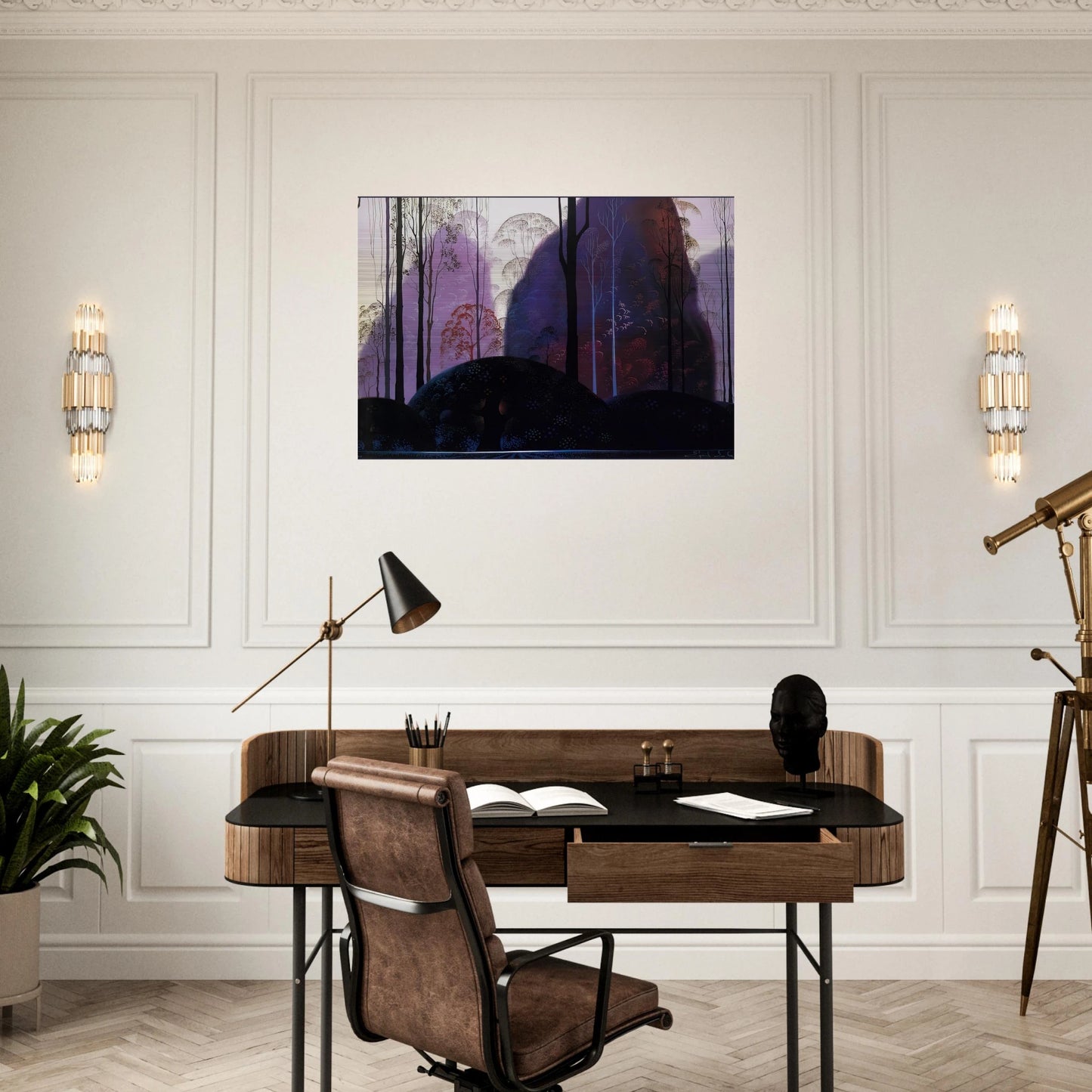 Mauve Redand Purple - Eyvind Earle Brushed Aluminum Print - 70x100 cm / 28x40 inches | Eyvind Earle Aluminum Print | Eyvind Earle Prints