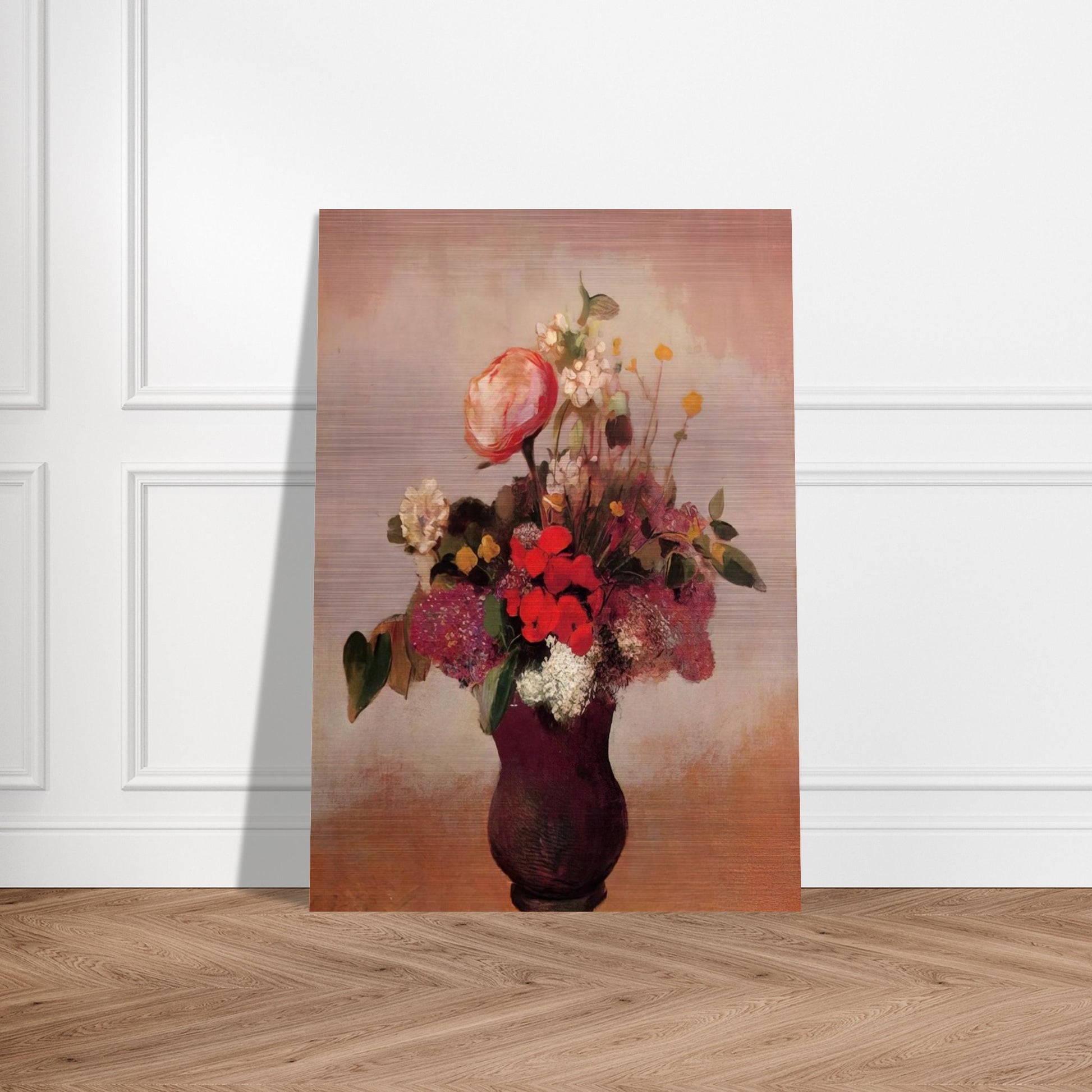 FLOWERS IN AA BROWN VASE - Odilon Redon Brushed Aluminum Print - 70x100 cm / 28x40 inches | Odilon Redon Aluminum Print | Odilon Redon Prints