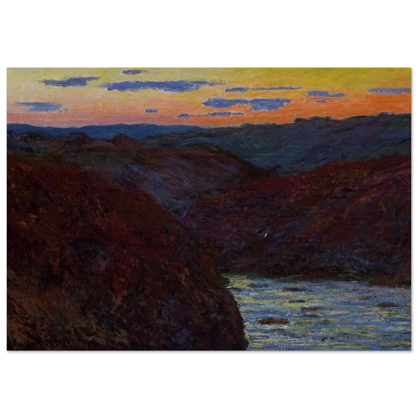 Valley of the Creuse, Sunset - claude monet Brushed Aluminum Print - 70x100 cm / 28x40 inches | claude monet Aluminum Print | claude monet Prints