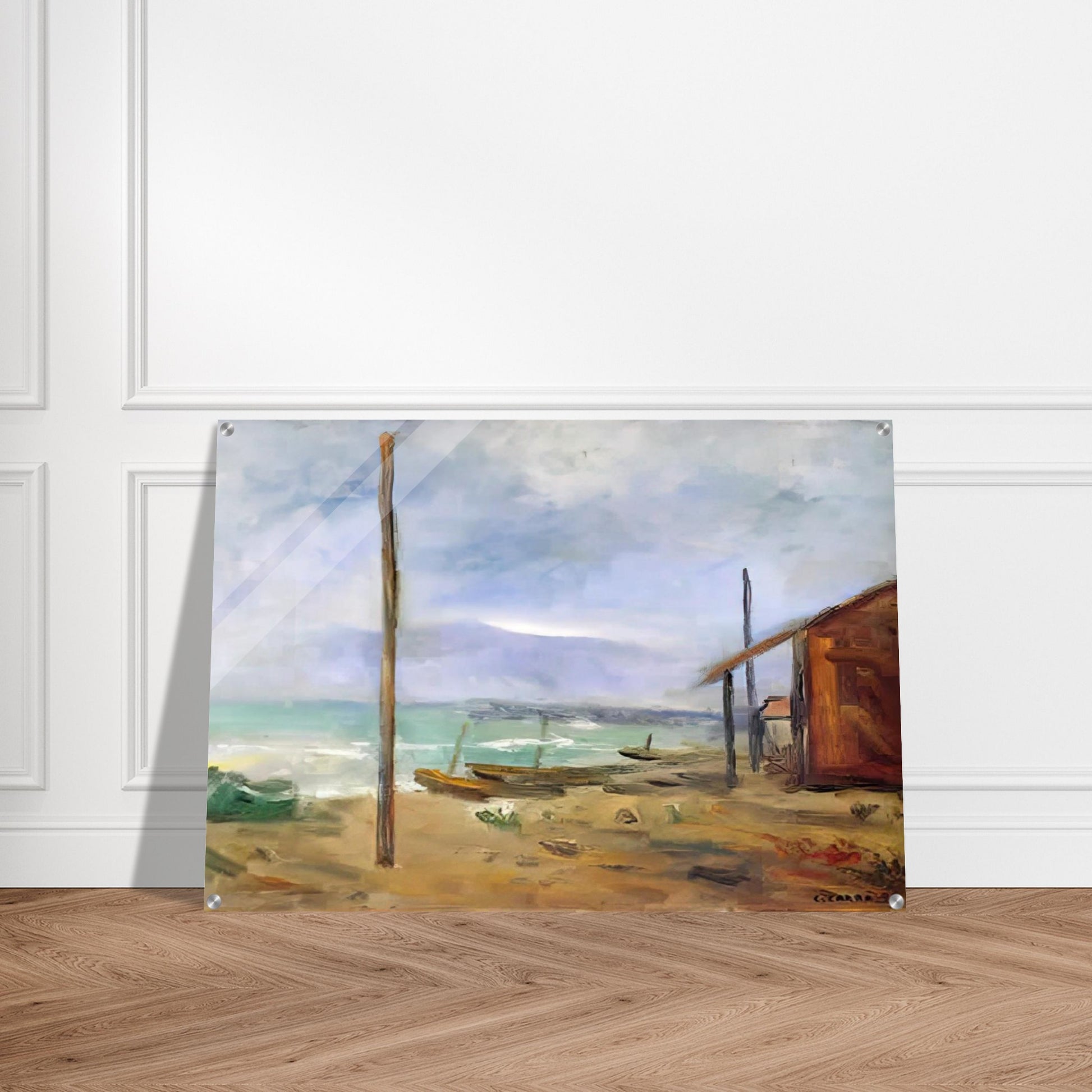PIOGGIA AL MARE 1929 - Carlo Carra Acrylic Print - 70x100 cm / 28x40″ inches | Carlo Carra Wall Art | Carlo Carra Prints