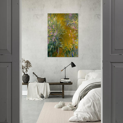 Path through the Irises 01 - claude monet Brushed Aluminum Print - 70x100 cm / 28x40 inches | claude monet Aluminum Print | claude monet Prints
