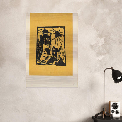 TOWN GATE RIBNITZ DAS TOR RIBNITZ 1918 - Lyonel Feininger Brushed Aluminum Print - 70x100 cm / 28x40 inches | Lyonel Feininger Aluminum Print | Lyonel Feininger Prints