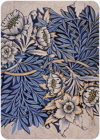 DESIGN FOR TULIP AND WILLOW INDIGO DISCHARGE WOOD BLOCK PRINTED FABRIC 1873 By William Morris Pack of 10 Post Cards | William Morris Post Cards | A6 (10.5 x 14.8 cm) - 4.1 x 5.8 inches