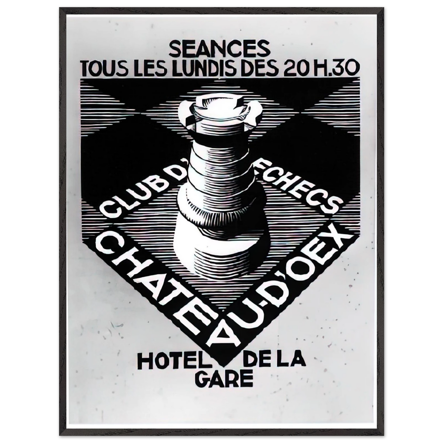 MC Escher - ADVERTISEMENT CHESS CLUB CHATEAU DOEX JULY 1936 1936 Wall Art - 30x40 cm / 12x16 inches - Fine Art Poster - -