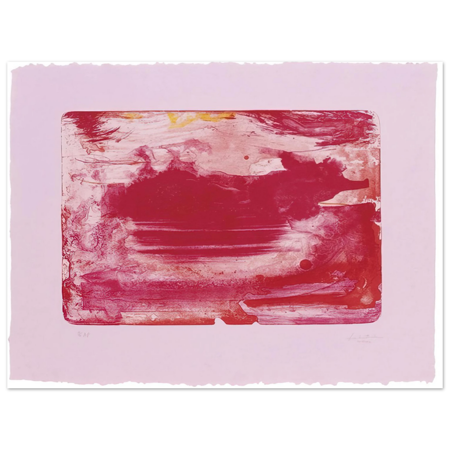 Helen Frankenthaler - The Red Sea - 1982 Wall art - 28x43  cm / XL (11x17 inches) - Premium Wooden Framed Poster With Fine Art Paper-canvas - Wood frame