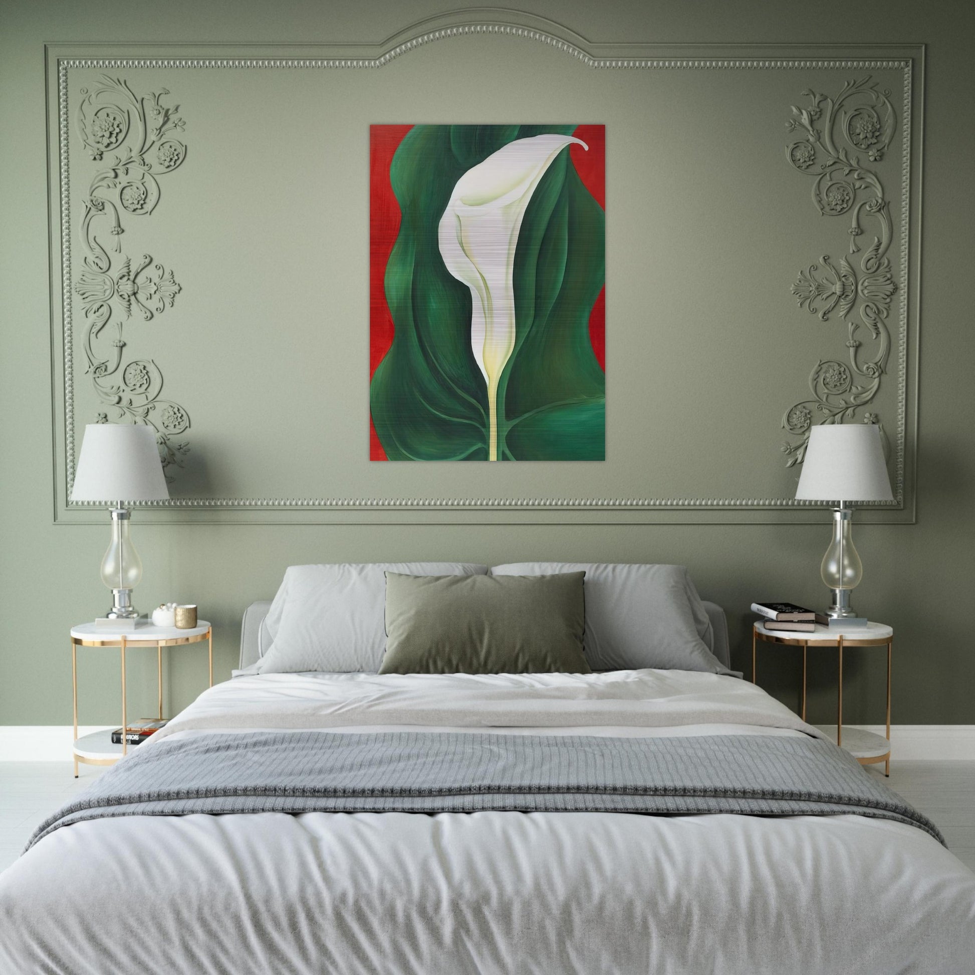 Single Calla Lily  Red  - Georgia O'Keeffe Brushed Aluminum Print - 70x100 cm / 28x40 inches | Georgia O'Keeffe Aluminum Print | Georgia O'Keeffe Prints