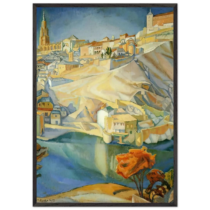 VIEW OF TOLEDO 1912 - Diego Rivera 70x100 cm / 28x40 inches Framed Art Print – Black Wooden Frame
