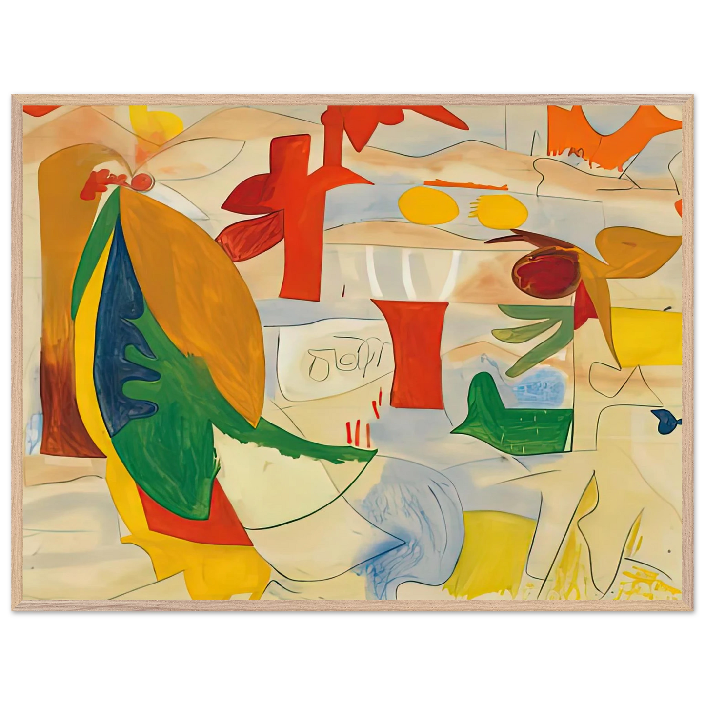 Helen Frankenthaler - Abstract Landscape, 1951- Wall Art - 60x80 cm / 24x32 inches - Premium Wooden Framed Poster With Fine Art Paper-canvas - Wood frame