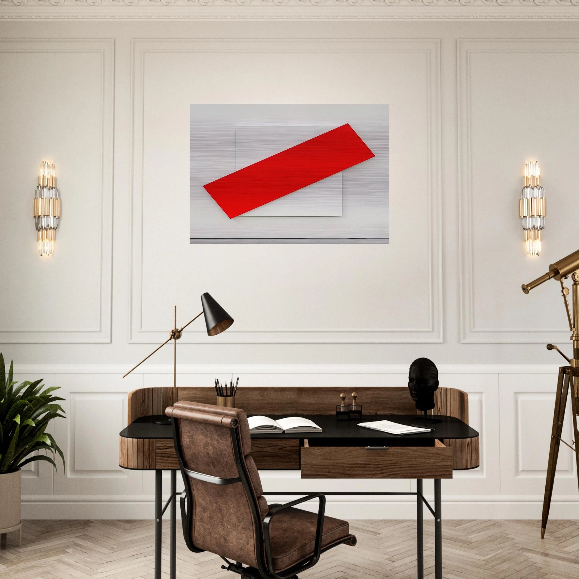 Red Diagonal - Ellsworth Kelly Brushed Aluminum Print - 70x100 cm / 28x40 inches | Ellsworth Kelly Aluminum Print | Ellsworth Kelly Prints