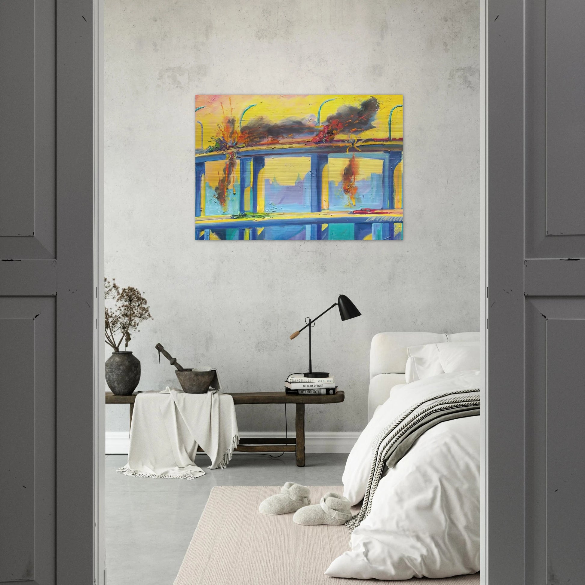 Sunset Crash - 1982 - Carlos Almaraz Brushed Aluminum Print - 70x100 cm / 28x40 inches | Carlos Almaraz Aluminum Print | Carlos Almaraz Prints