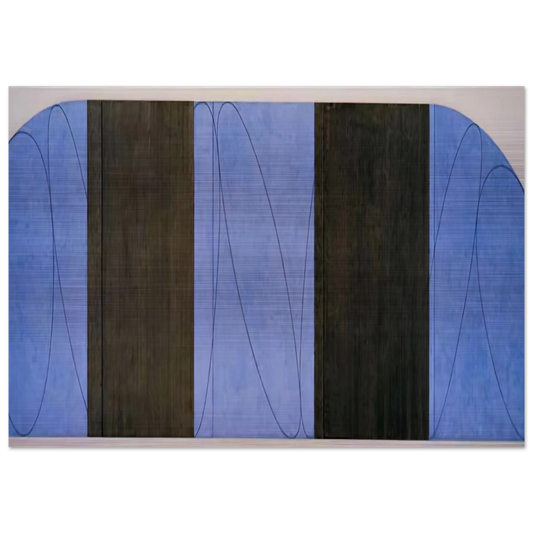 BLUE BLACK FIVE PANEL ZONE PAINTING 1998 - Robert Mangold Brushed Aluminum Print - 70x100 cm / 28x40 inches | Robert Mangold Aluminum Print | Robert Mangold Prints