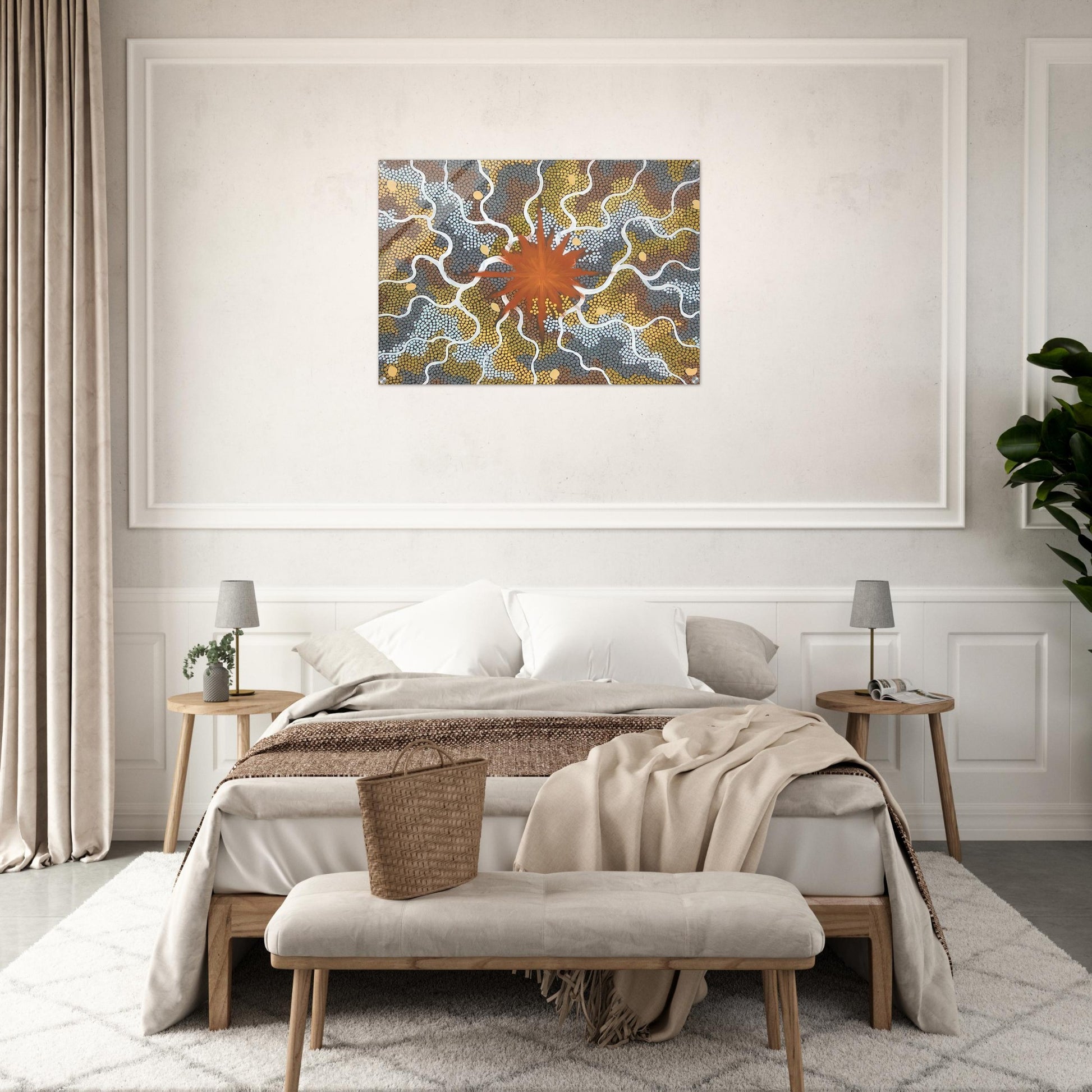 Creation, Lightning Dreaming - 1993 - Clifford Possum Tjapaltjarri Acrylic Print - 70x100 cm / 28x40″ inches