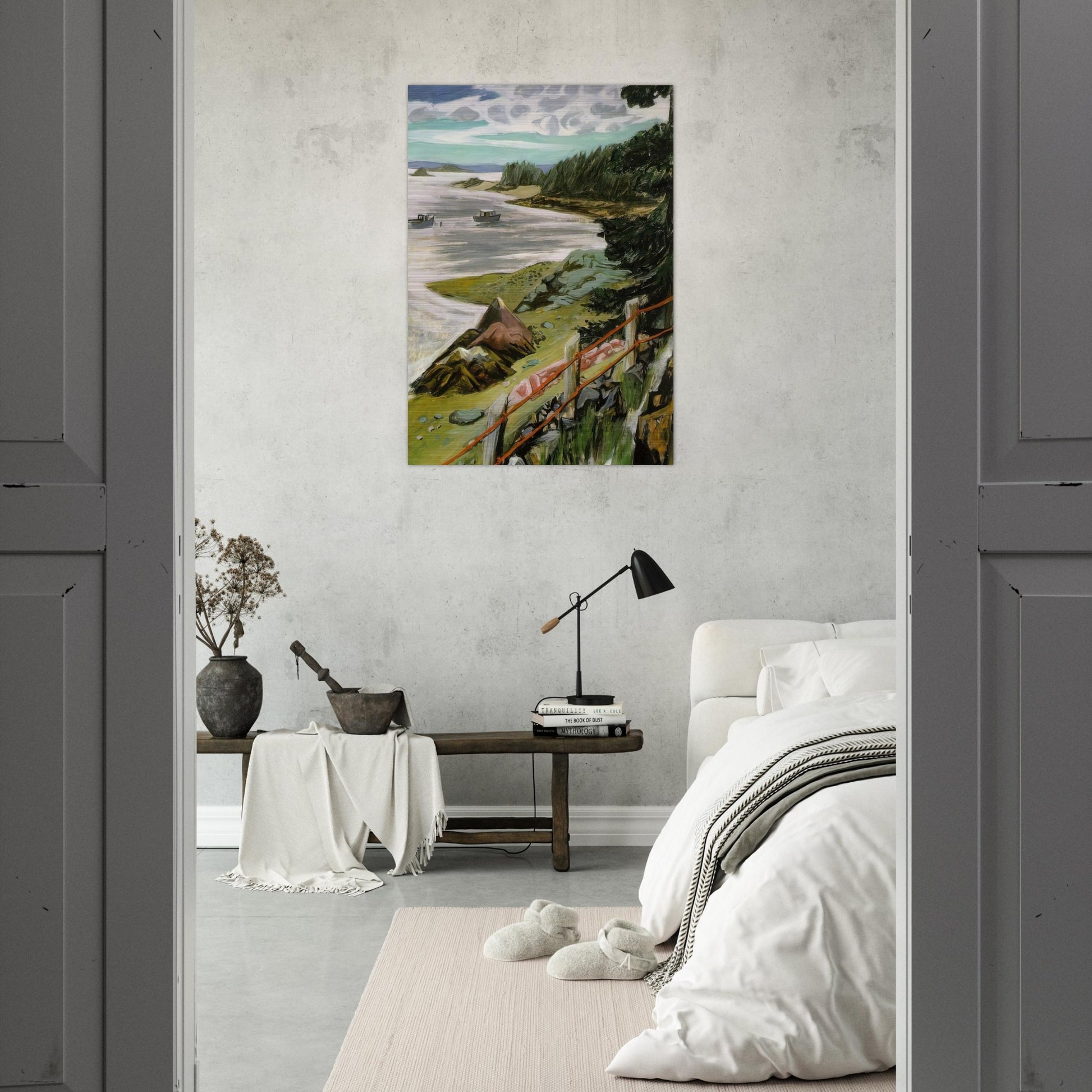 RED CABLES 1940 - Fairfield Porter Brushed Aluminum Print - 70x100 cm / 28x40 inches | Fairfield Porter Aluminum Print | Fairfield Porter Prints