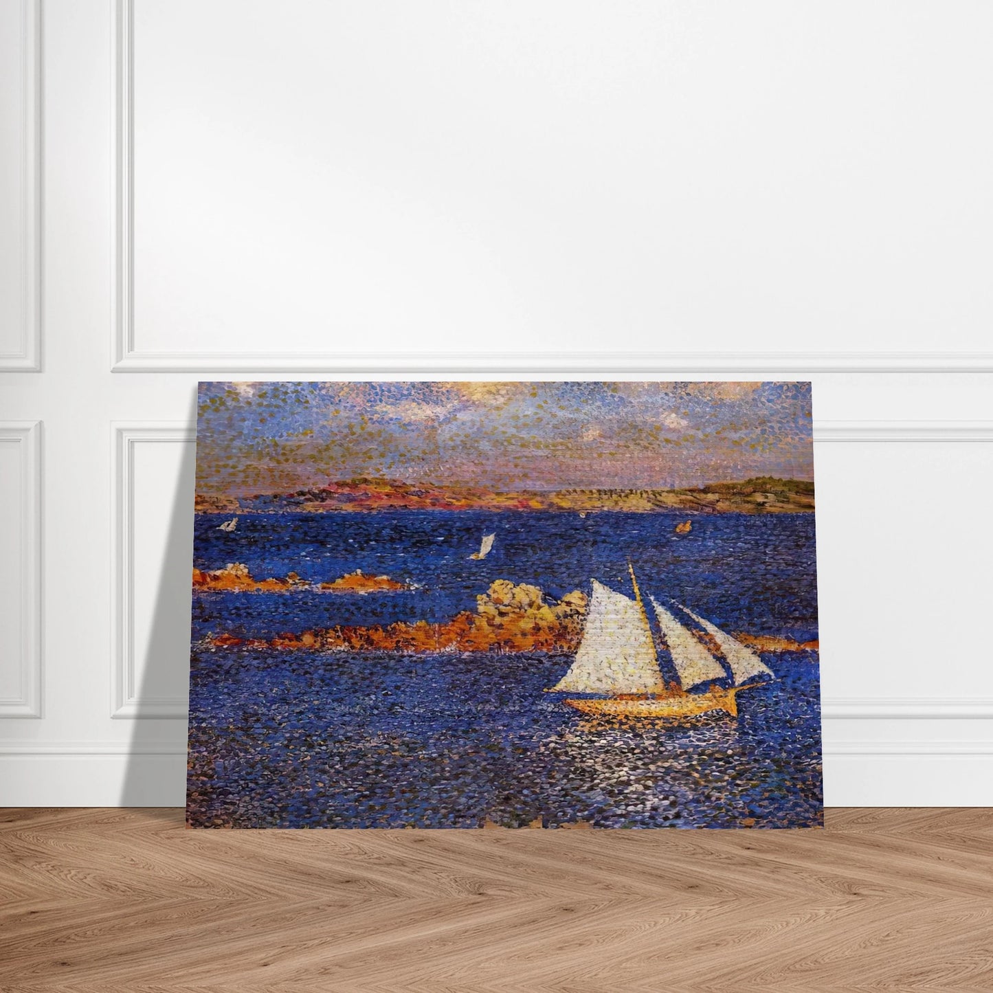 NEAR THE ROCKS OF PER KIRIDEC 1889 - Theo van Rysselberghe Brushed Aluminum Print - 70x100 cm / 28x40 inches | Theo van Rysselberghe Aluminum Print | Theo van Rysselberghe Prints