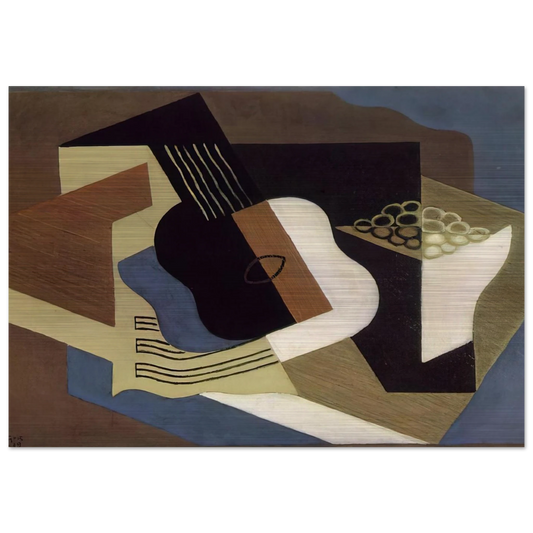 GUITAR AND FRUIT DISH 1919 - Juan Gris Brushed Aluminum Print - 70x100 cm / 28x40 inches | Juan Gris Aluminum Print | Juan Gris Prints