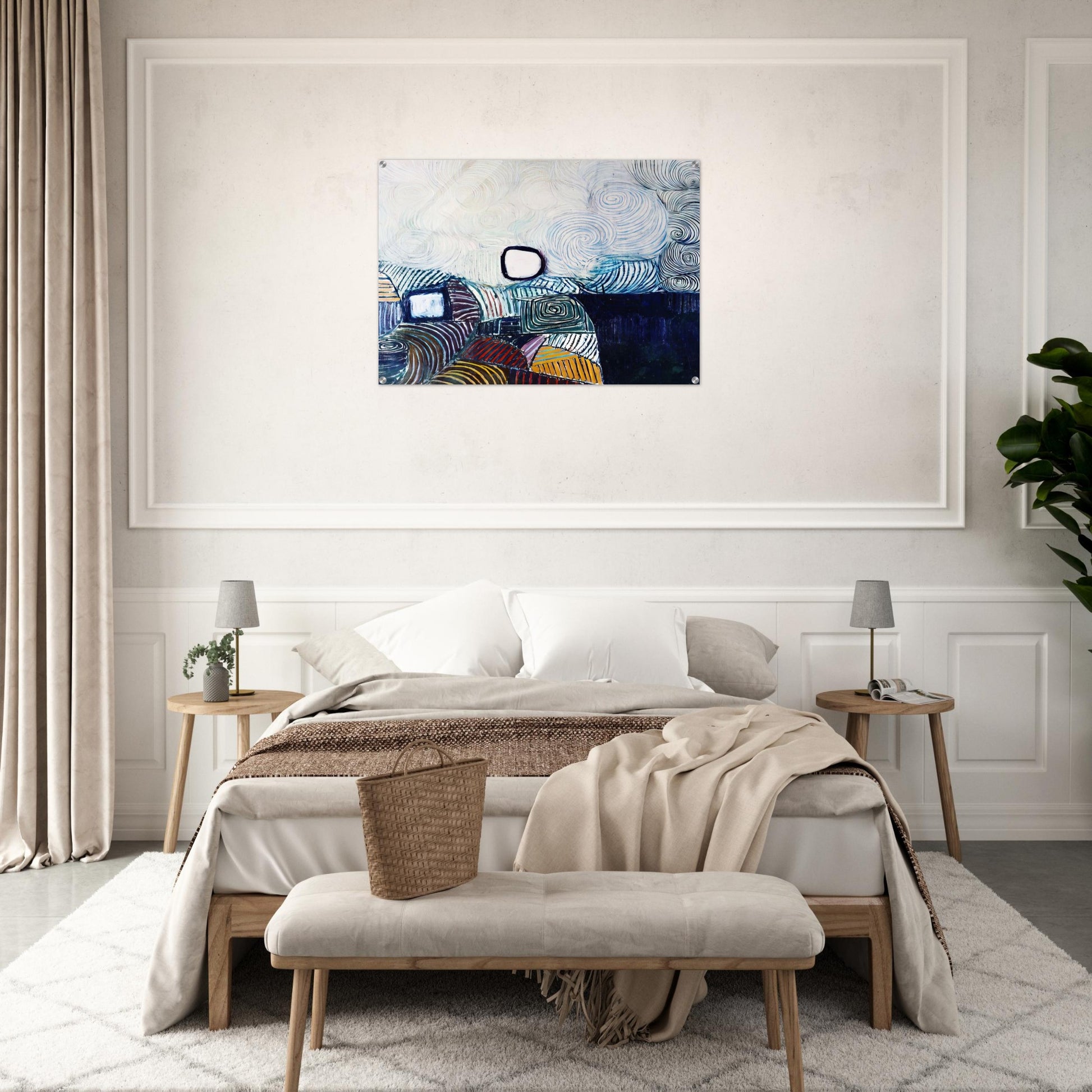 Spiral Development in Green Violet Blue  Gold - 1951 - Victor Pasmore Acrylic Print - 70x100 cm / 28x40″ inches | Victor Pasmore Wall Art | Victor Pasmore Prints