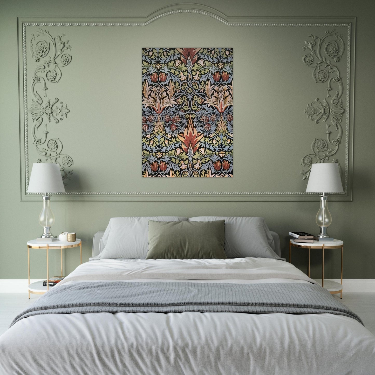 SNAKESHEAD PRINTED TEXTILE 1876 - William Morris Brushed Aluminum Print - 70x100 cm / 28x40 inches | William Morris Aluminum Print | William Morris Prints