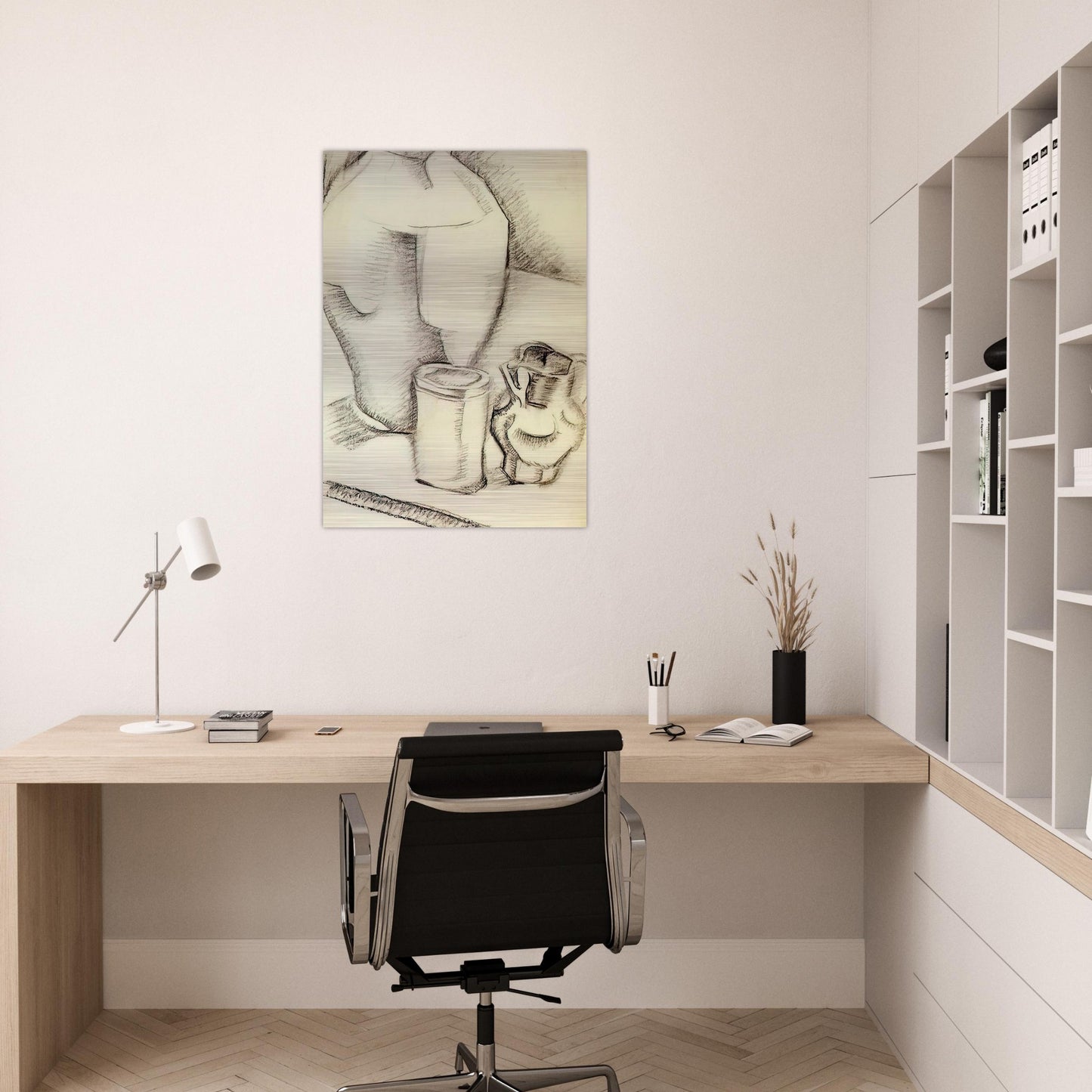 STILL LIFE WITH GOBLET - Juan Gris Brushed Aluminum Print - 70x100 cm / 28x40 inches | Juan Gris Aluminum Print | Juan Gris Prints