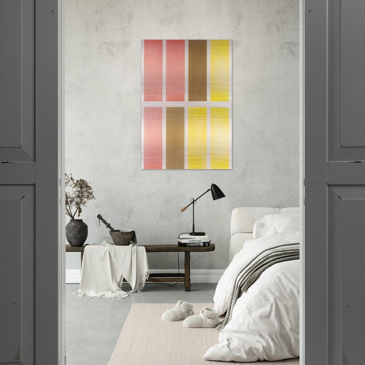 Untitled Red, Brown and Yellow - Abstract Expressionism - Mark Lancaster Brushed Aluminum Print - 70x100 cm / 28x40 inches | Mark Lancaster Aluminum Print | Mark Lancaster Prints