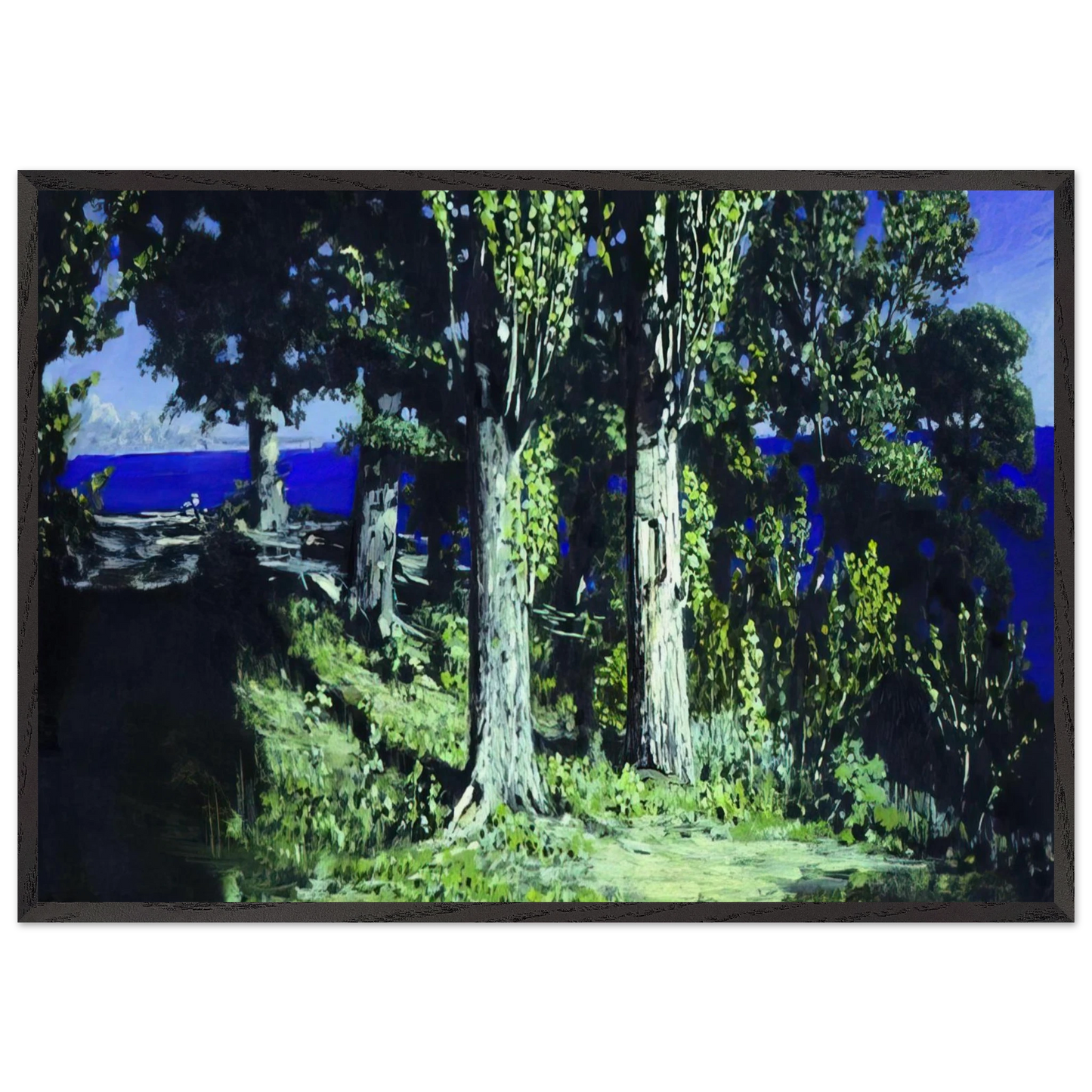 Cypresses on a Seashore The Crimea - Arkhyp Kuindzhi 70x100 cm / 28x40 inches Framed Art Print – Black Wooden Frame