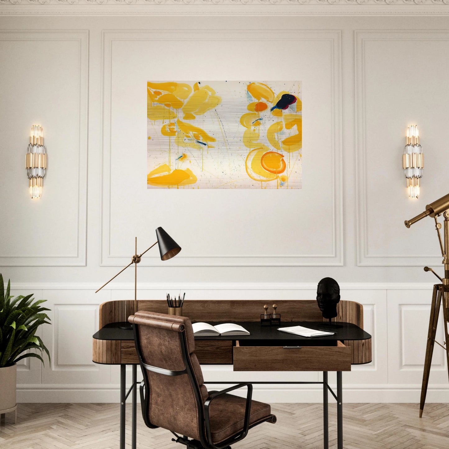 Untitled  Yellow  - Sam Francis Brushed Aluminum Print - 70x100 cm / 28x40 inches | Sam Francis Aluminum Print | Sam Francis Prints