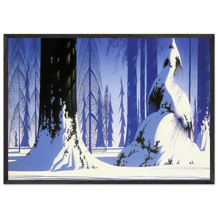 Winter N1 - Eyvind Earle 70x100 cm / 28x40 inches Framed Art Print – Black Wooden Frame