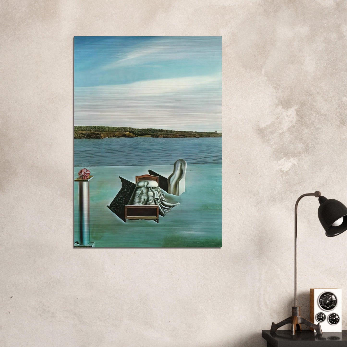 SURREALIST COMPOSITION WITH INVISIBLE FIGURES - Salvador Dali Brushed Aluminum Print - 70x100 cm / 28x40 inches | Salvador Dali Aluminum Print | Salvador Dali Prints