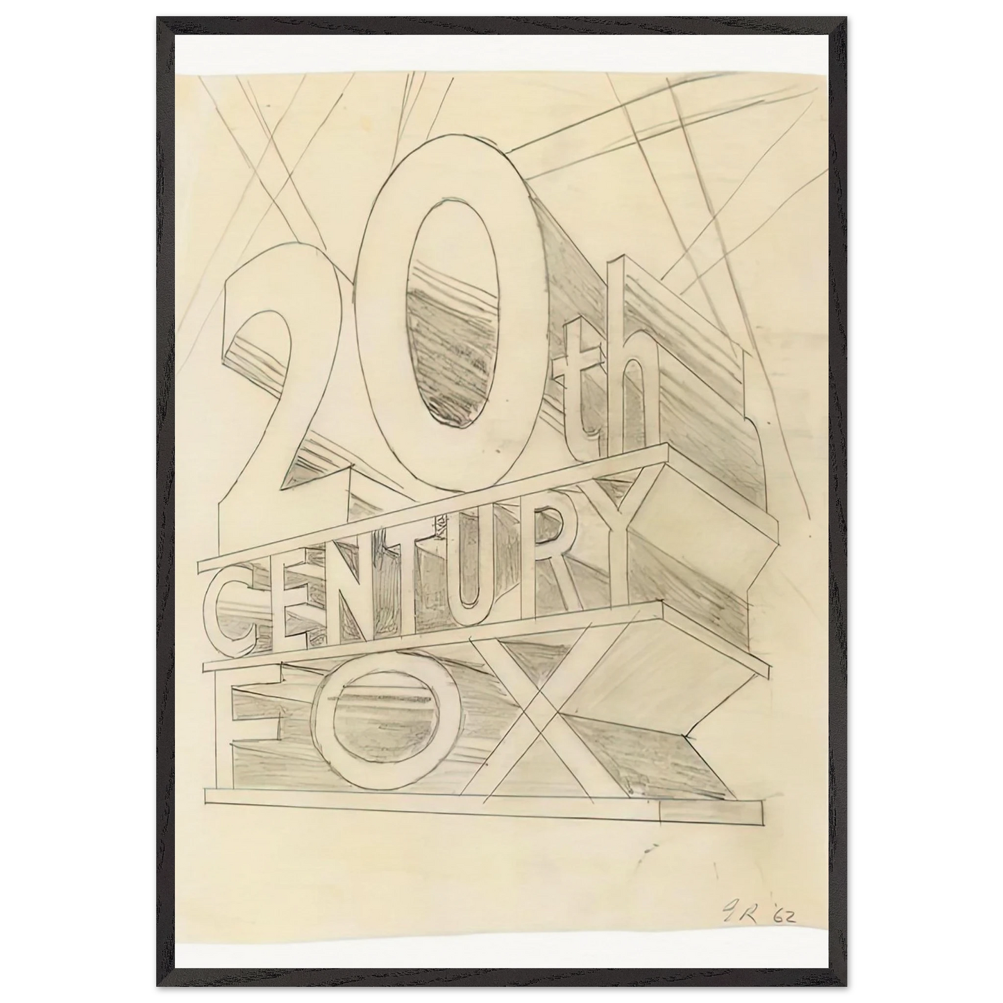 TRADEMARK STUDY 3 1962 - Edward Ruscha 70x100 cm / 28x40 inches Framed Art Print – Black Wooden Frame