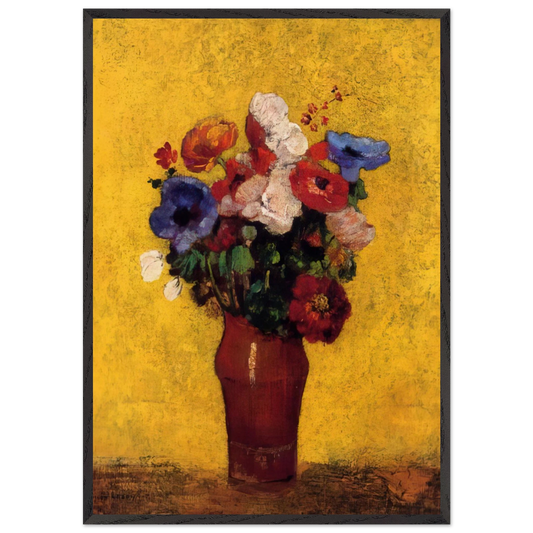 FLOWERS 4 - Odilon Redon 70x100 cm / 28x40 inches Framed Art Print – Black Wooden Frame
