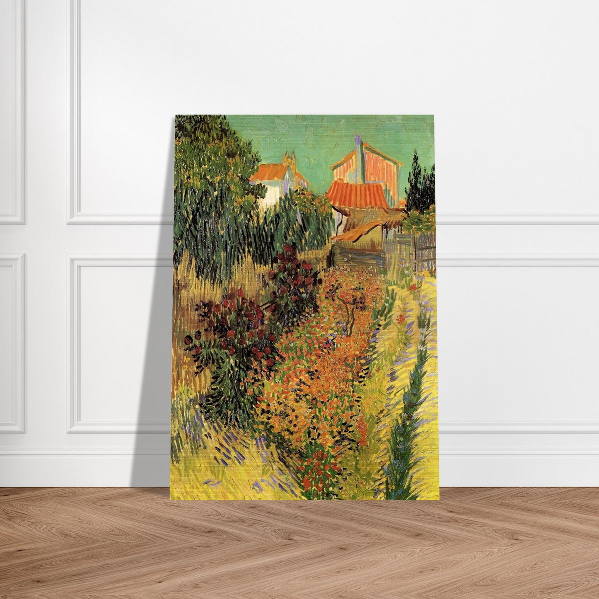 Garden Behind a House - Vincent van Gogh Brushed Aluminum Print - 70x100 cm / 28x40 inches | Vincent van Gogh Aluminum Print | Vincent van Gogh Prints