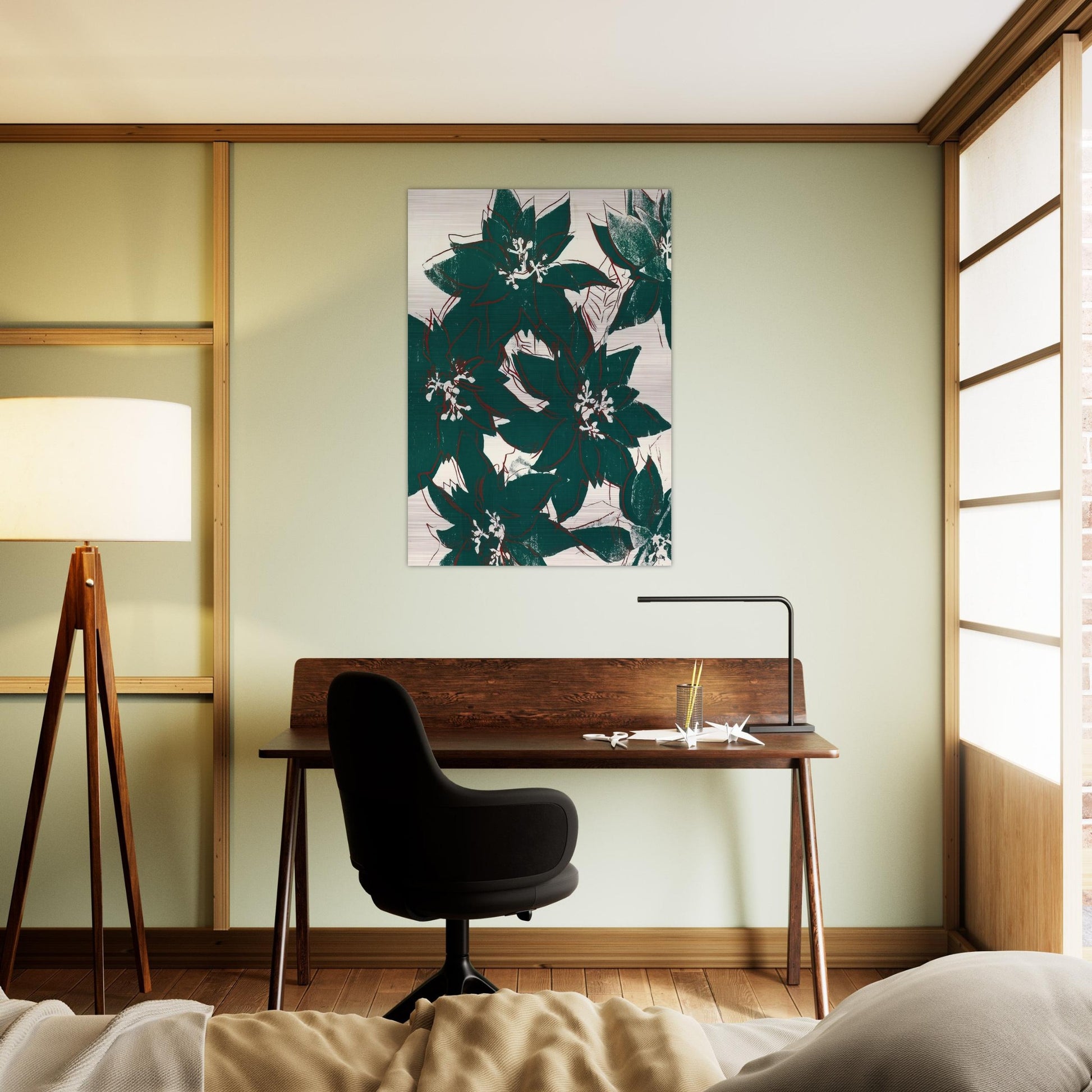 Poinsetta - Andy Warhol Brushed Aluminum Print - 70x100 cm / 28x40 inches | Andy Warhol Aluminum Print | Andy Warhol Prints