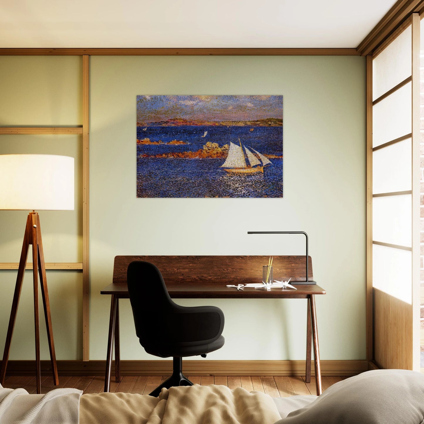 NEAR THE ROCKS OF PER KIRIDEC 1889 - Theo van Rysselberghe Brushed Aluminum Print - 70x100 cm / 28x40 inches | Theo van Rysselberghe Aluminum Print | Theo van Rysselberghe Prints