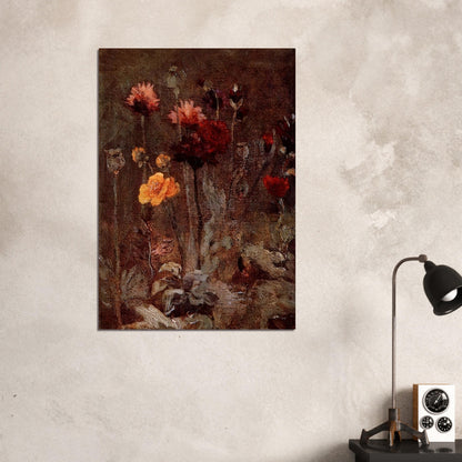 Still Life with Scabiosa and Ranunculus - Vincent van Gogh Brushed Aluminum Print - 70x100 cm / 28x40 inches | Vincent van Gogh Aluminum Print | Vincent van Gogh Prints