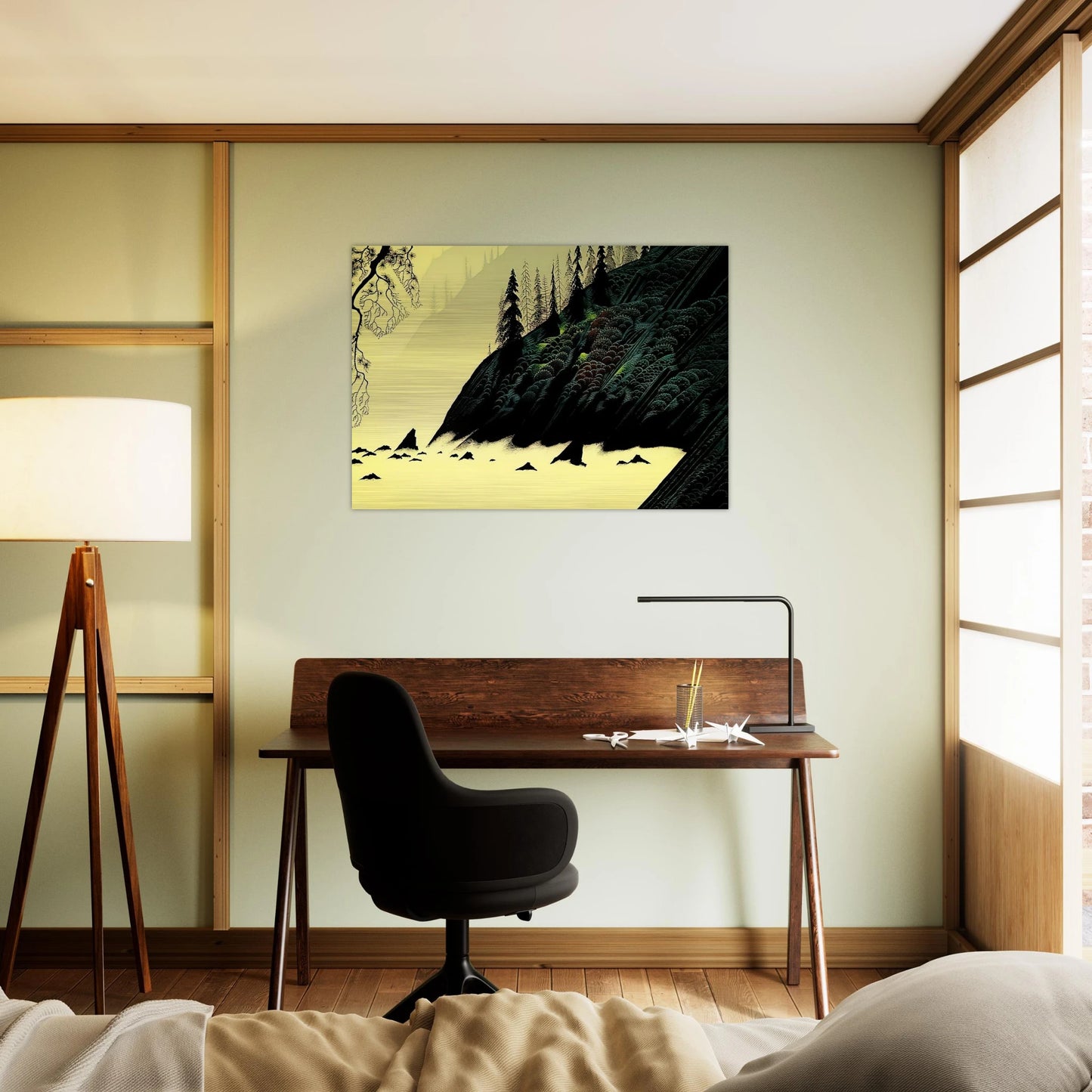 Spruce Redwood and Pine - Eyvind Earle Brushed Aluminum Print - 70x100 cm / 28x40 inches | Eyvind Earle Aluminum Print | Eyvind Earle Prints