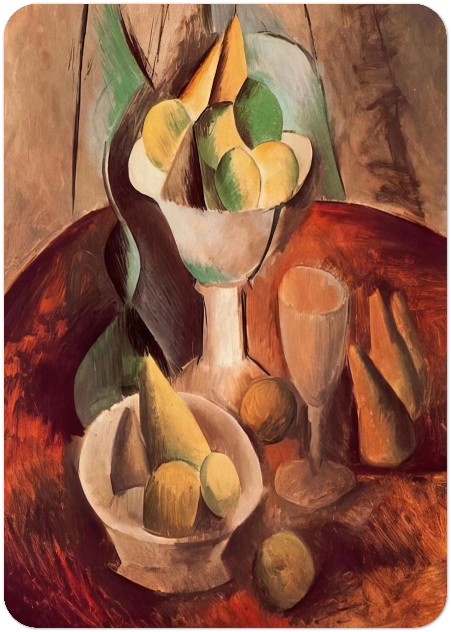 Fruit in a Vase - 1909 By Pablo Picasso Pack of 10 Post Cards | Pablo Picasso Post Cards | A6 (10.5 x 14.8 cm) - 4.1 x 5.8 inches