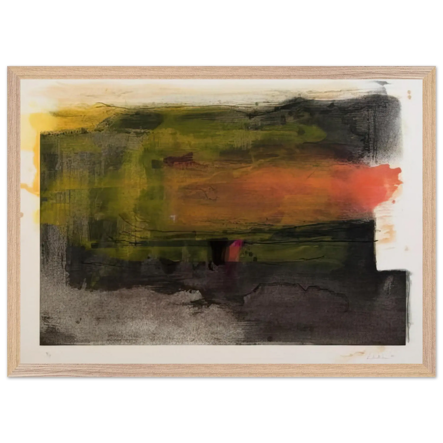 Helen Frankenthaler - Deep Sun - 1983 Wall art - 21x29.7 cm / 8x12" - Premium Wooden Framed Poster With Fine Art Paper - White frame