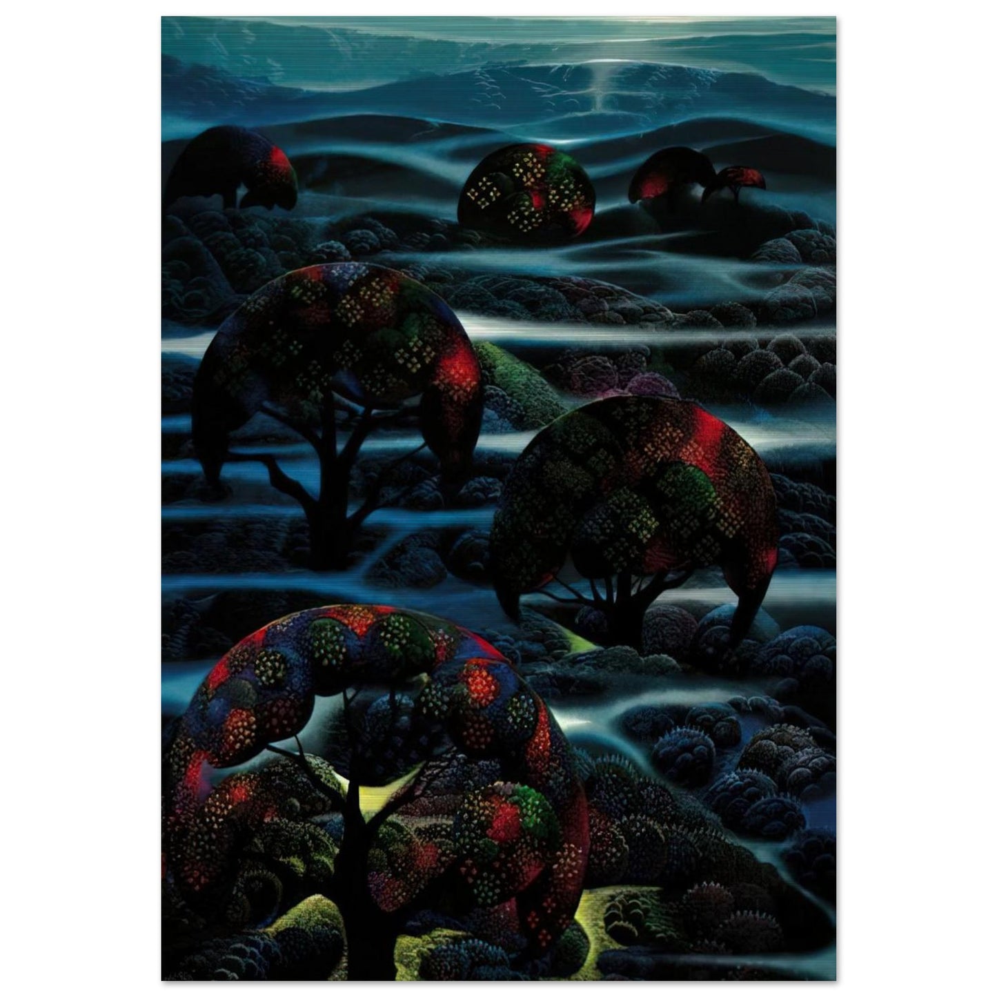 Garden of Dreams - Eyvind Earle Brushed Aluminum Print - 70x100 cm / 28x40 inches | Eyvind Earle Aluminum Print | Eyvind Earle Prints