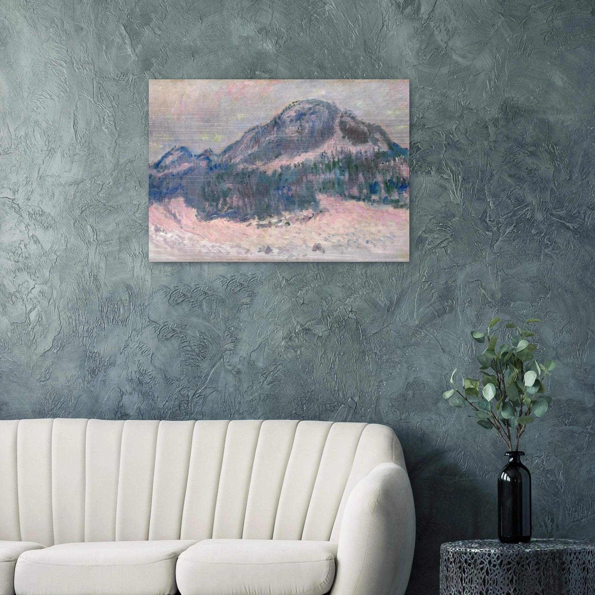 Mount Kolsaas, Rose Reflection - claude monet Brushed Aluminum Print - 70x100 cm / 28x40 inches | claude monet Aluminum Print | claude monet Prints