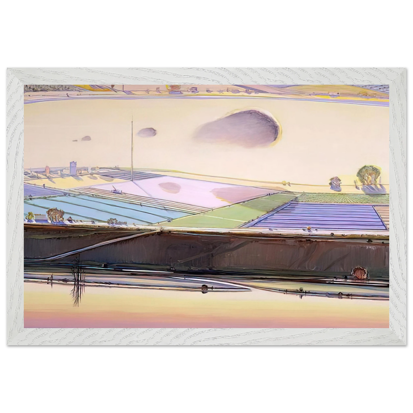 Wayne Thiebaud - River Cloud - 2002 Wall Art - 30x40 cm / 12x16 inches - Premium Wooden Framed Poster With Fine Art Paper - Black frame