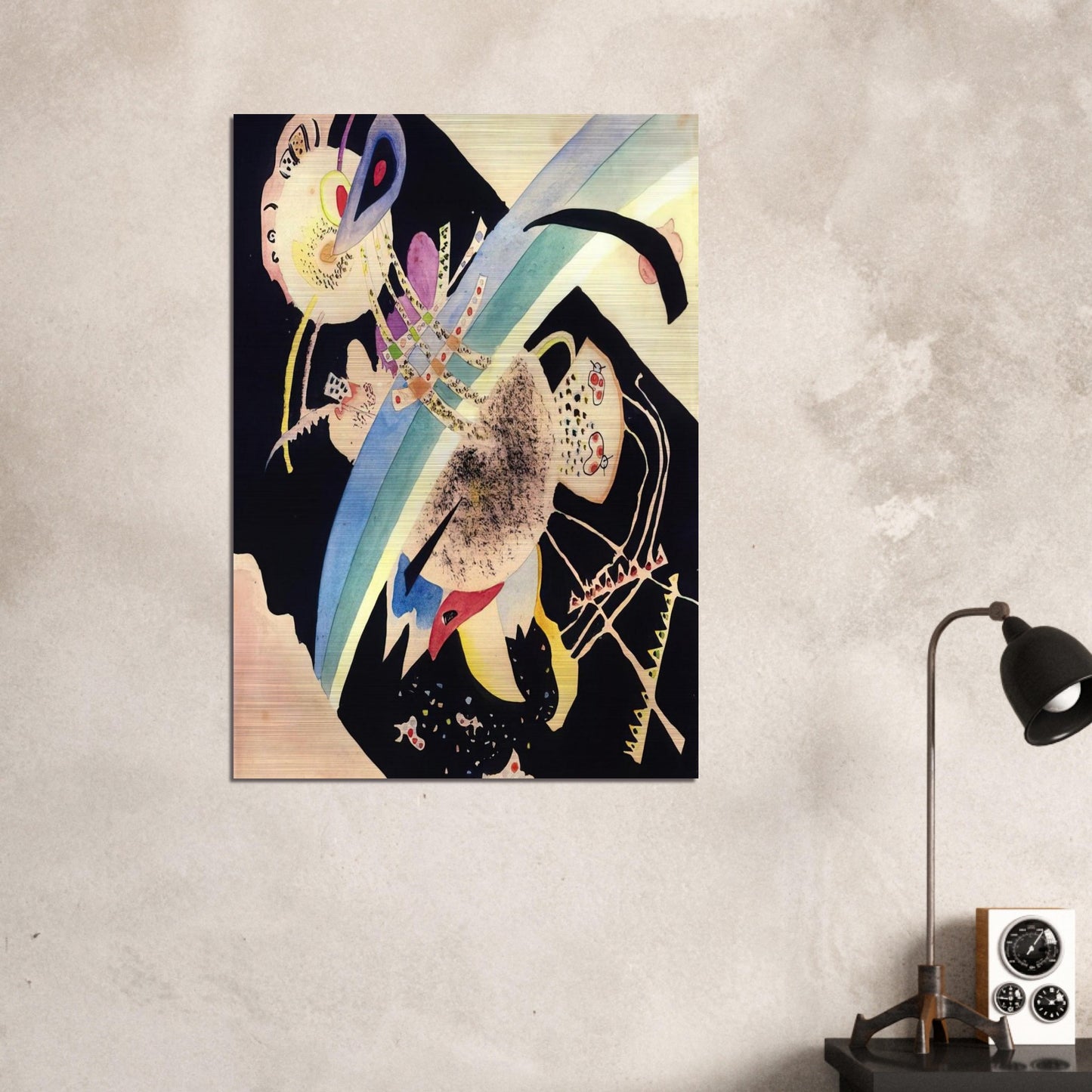 STUDY FOR CIRCLES ON BLACK 1921 - Wassily Kandinsky Brushed Aluminum Print - 70x100 cm / 28x40 inches | Wassily Kandinsky Aluminum Print | Wassily Kandinsky Prints