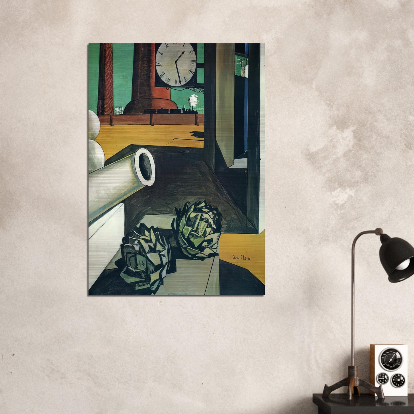 THE CONQUEST OF THE PHILOSOPHER 1914 - Giorgio de Chirico Brushed Aluminum Print - 70x100 cm / 28x40 inches | Giorgio de Chirico Aluminum Print | Giorgio de Chirico Prints