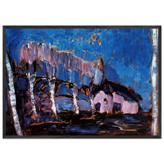 Evening landscape - Piet Mondrian 70x100 cm / 28x40 inches Framed Art Print – Black Wooden Frame
