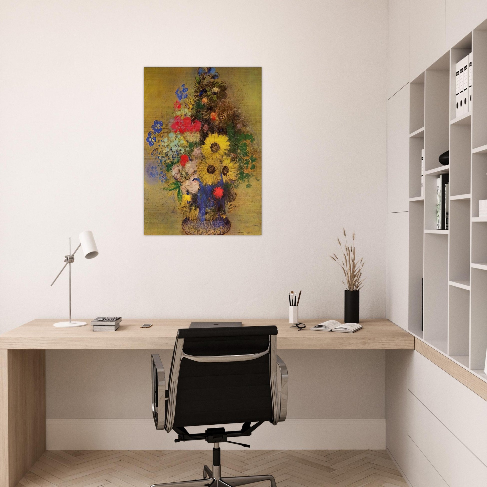 VASE OF FLOWERS 12 - Odilon Redon Brushed Aluminum Print - 70x100 cm / 28x40 inches | Odilon Redon Aluminum Print | Odilon Redon Prints