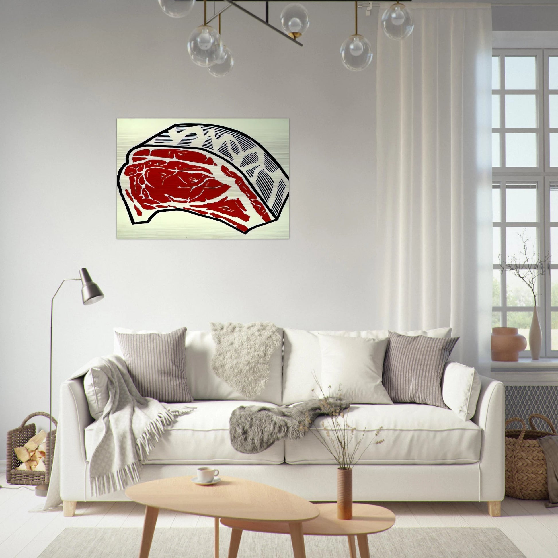 STANDING RIB 1962 - Roy Lichtenstein Brushed Aluminum Print - 70x100 cm / 28x40 inches | Roy Lichtenstein Aluminum Print | Roy Lichtenstein Prints