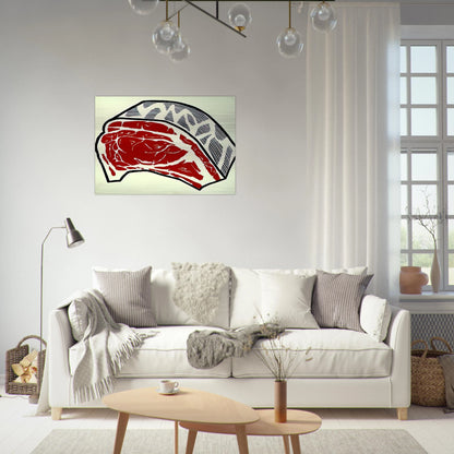 STANDING RIB 1962 - Roy Lichtenstein Brushed Aluminum Print - 70x100 cm / 28x40 inches | Roy Lichtenstein Aluminum Print | Roy Lichtenstein Prints