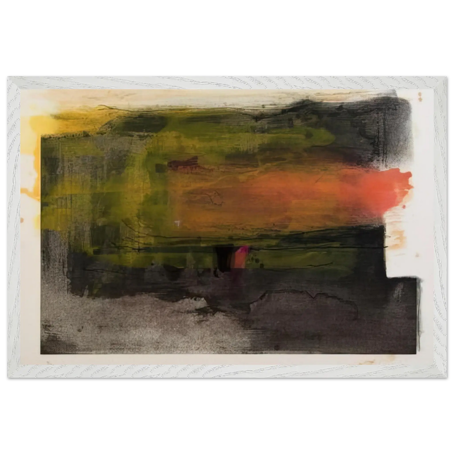 Helen Frankenthaler - Deep Sun - 1983 Wall art - 21x29.7 cm / 8x12" - Premium Wooden Framed Poster With Fine Art Paper - Black frame