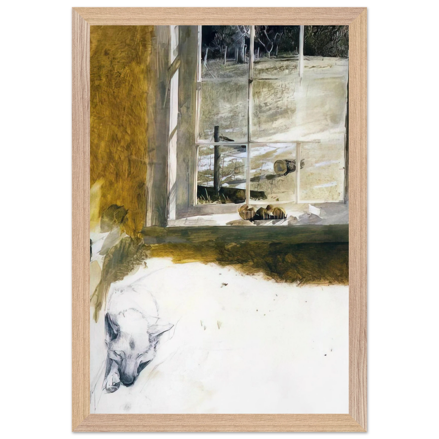 Andrew Wyeth - GROUNDHOG DAY 3 Wall Art - 21x29.7 cm / 8x12" - Premium Wooden Framed Poster With Fine Art Paper-canvas - Wood frame