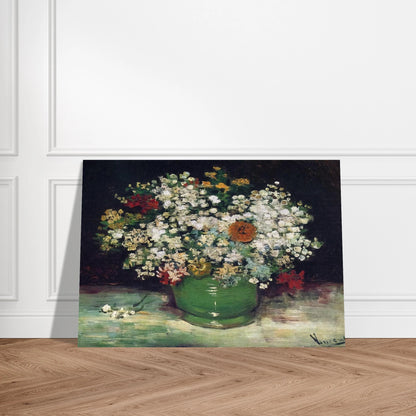 Vase with Zinnias and Other Flowers - Vincent van Gogh Brushed Aluminum Print - 70x100 cm / 28x40 inches | Vincent van Gogh Aluminum Print | Vincent van Gogh Prints