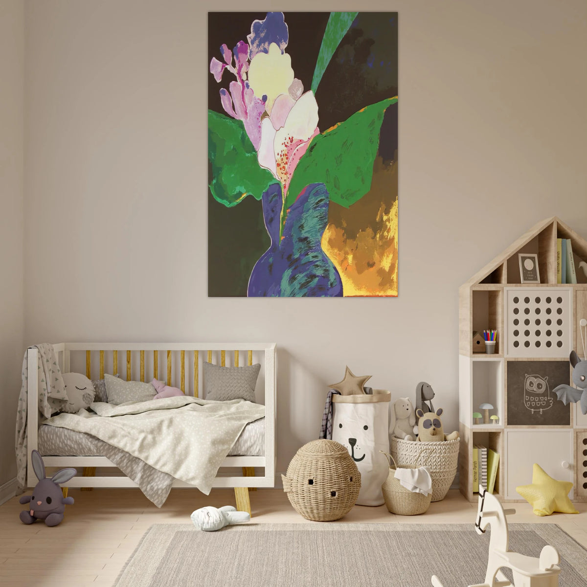 Blue Vase With Flowers - 2002 - Aldemir Martins Art Prints - 100x150 cm / 40x60″ inches | Aldemir Martins Poster | Aldemir Martins Prints